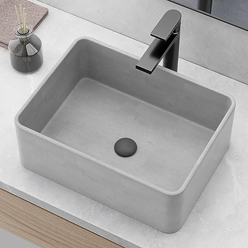 SMART CASTLE Lavandino rettangolare in cemento per bagno, color crema