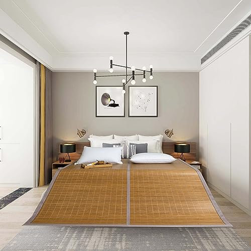 MMleYN Sommer Cool Schlafmatte Bambus Rattan, Klimaanlagenmatte 190/195/200 cm, Faltbar/atmungsaktiv/glatt Bambusmatte Bett, Schlafen Pad Matte Abkühlen Schwitzen (Size : 195x120cm/77x47)