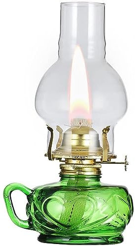 CATA-MEDICA Lámpara De Queroseno, Lámpara De Aceite De Vidrio Decorativa Para Interiores, Luces De Huracán Para Acampar Al Aire Libre, Picnic, Lámpara De Loto A Prueba De Viento Con Regulador De Llama