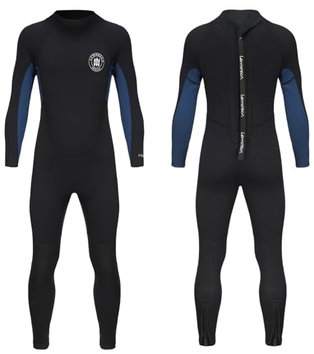 Lemorecn Kids 3mm Back Zip Full Wetsuit for Boys Girls Toddlers(4131blacknavy-10)