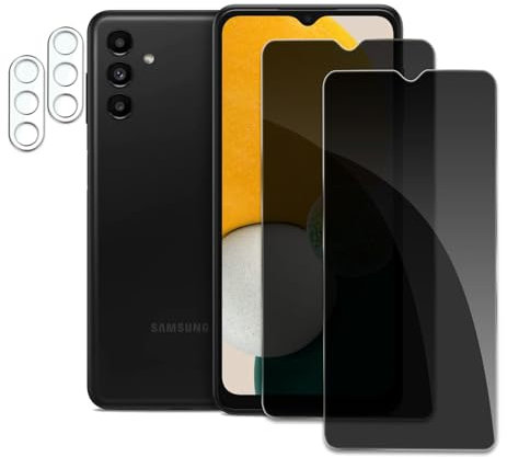 2 Piezas Protector Pantalla de Privacidad para Samsung Galaxy A13 Pulgadas con 2 Piezas Protector de Lente de Cámara, Anti Espía Cristal Vidrio Templado, Dureza 10H, Anti Arañazos