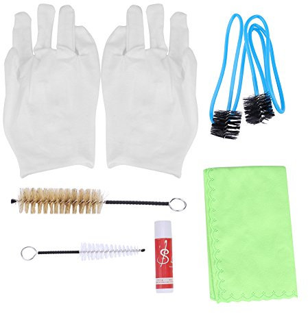 VGEBY Trompeten-Reinigungsset, Trompeten-Reinigungs- und Pflegeset, Trompeten-, Posaunen-, Tuba-, Horn-Reinigungsset-Kit-Werkzeug mit Reinigungstuch, Bürstenhandschuhen, VGEBY4BQZC62KTE