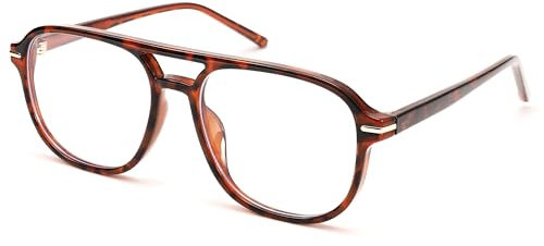 Pro Acme Blue Light Blocking Brille - Übergroße quadratische Brille mit 70er Jahre Rahmen für Frauen Männer Computerbrillen 7202A(Leopard)