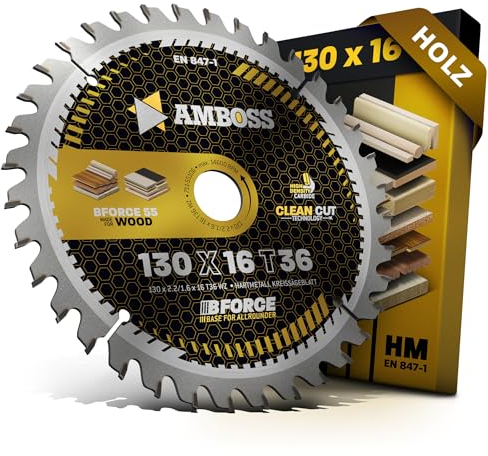 HM Kreissägeblatt 130x16 Z36 Wechselzahn für Holz - Feinschnitt. AMBOSS WERKZEUGE® Sägeblatt 130mm komp. zu Metabo 4340*. 6311. BHK 01*. BHK 2*. KS 3340 S. KS 40 S. Max* und SHK 01 uvm.