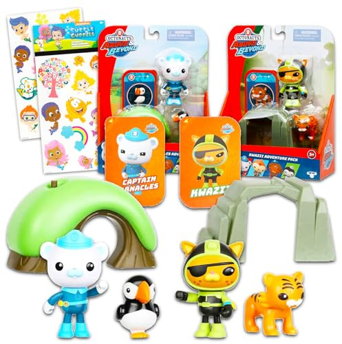 Disney Octonauts Toys Bundle – 2 Stück Oktonauten Partygeschenke, Actionfiguren mit Captain Barnacles und Kwazii, Zubehör und mehr, Oktonauten Spielset