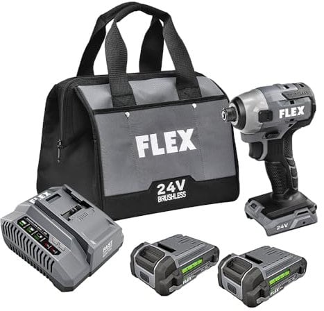 FLEX FX1351-2A 24V Brushless 2.5Ah Hex Impact Driver Kit and 160W Fast Charger