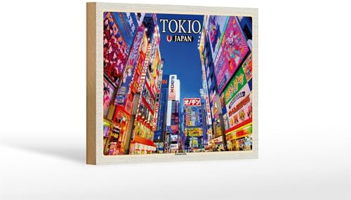 FEMER Cartel de madera de viaje 18 x 12 cm Tokio Japón cartel decorativo