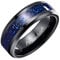 NUNCAD Personalised Herren Ring Schwarz Blau Wolframring Keltischer Ring mit Blue Kohlefasern 8mm Verlobungs Ring für Männer Freundschaftsringe