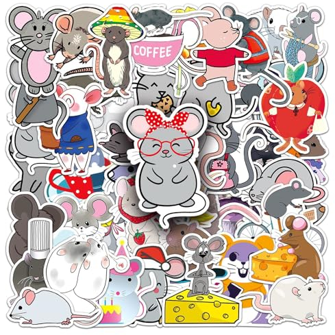 50Stück Maus Aufkleber für Kühlschrank,Fahrrad,Motorrad,Phone Skateboard,Laptop,Stoßstange,Auto,niedliche Cartoon Mouse Wasserdicht Vinyl Aufkleber,Erwachsene Kinder Geschenk,Tier Sticker