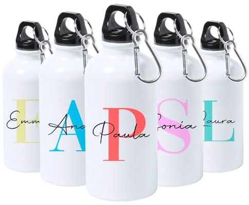 Genérico Botella Personalizada Inicial y Nombre Botellas de Agua Aluminio Regalo Niño Niña