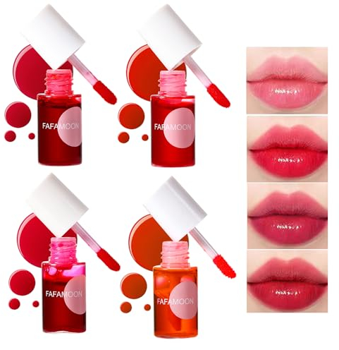 Lipgloss Set, 4 Pcs Lip Tint Korean, Korean Lip Tint, Wasserfest Lipgloss Glas Lippenstift Set, Langanhaltend Lip Gloss Lippenstift, Lippenstift Im Koreanischen Stil