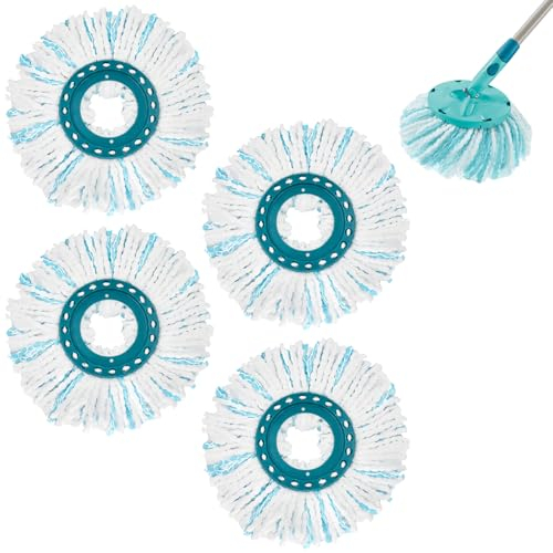 ZIGefofo 4 Piezas Cabeza de Fregona de Repuesto para Leifheit Clean Twist Disc Mop Ergo Muy Absorbente Fácil de Reemplazar Funda de Recambio para Mopa de Microfibra Apto para Todos los Suelos