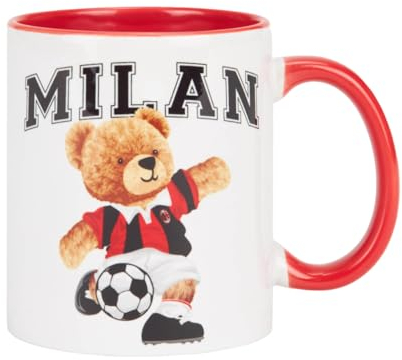 AC Milan Tasse en Céramique, Produit Officiel, Mug Idéal Pour Café, Thé, Color Blanc (avec Teddy), 0,3L