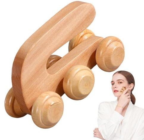 Rouleau de massage en bois, masseur à rouleaux manuel, Masseur musculaire manuel portatif, Outil de massage de conception multiconvexe pour le cou, le visage, le dos et les jambes