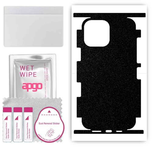 apgo skin sticker film foil vinyl for the BACK+SIDES for Apple iPhone 13 Pro Max Matte Black, Full Wrap Skin