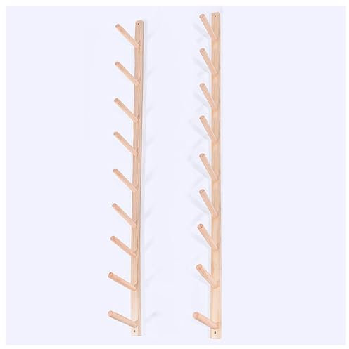 Rmeet Yogamatten-Aufbewahrungsregal Schaumrollenhalter, Trainingsgeräte Home Gym Wandhaken, Aufbewahrungsregal für Fitnessgeräte-Yogamatten, Skateboardhalter Holz schwimmende Regale,9-Tiers