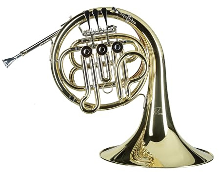 Bb-Waldhorn, 3-Ventilig, Goldlack, verstellbarer Fingerhaken, 12 mm Bohrung, 290 mm Schallbecher, inkl. Leichtkoffer, ideal für Einsteiger