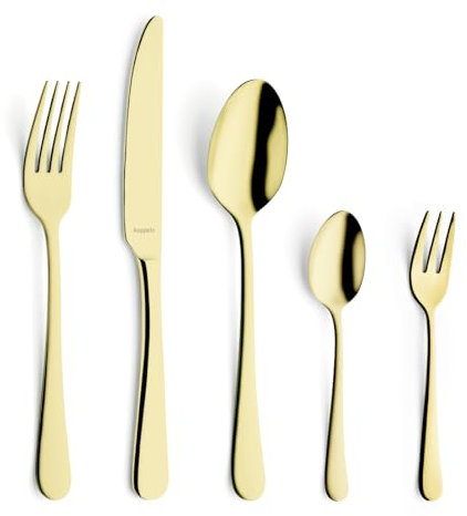 Kuppels Delia 30-Piece Cutlery Set | PVD Cutlery for 6 People | Modern Stylish Cutlery | Mirror-Polished 18/0 Stainless Steel | Champagne
