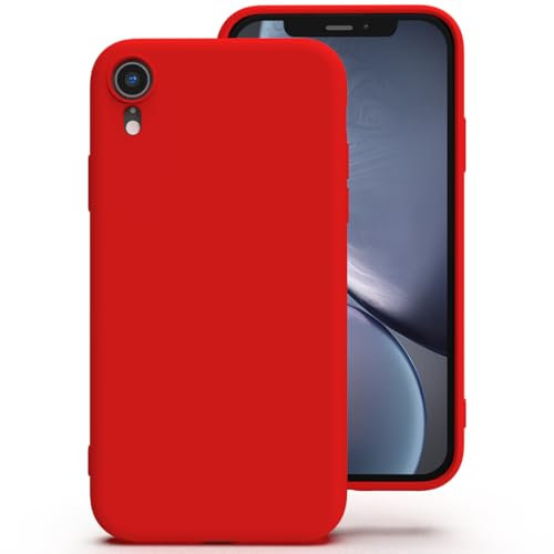 Zuvirelx Glatte Silikon hülle für iPhone XR, Staubbeständig, Slim, Taschentauglich Handyhülle Cover Case für Apple iPhone XR - Rot