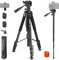 NEEWER Basic 74 Treppiede Monopiede Video, Testa 3 Vie, Telecomando, Camera Mount Overhead, Asse Centrale Orizzontale, Portatelefono Compatibile con iPhone DSLR Telescopio Proiettore,Max 17,6lb, TP05
