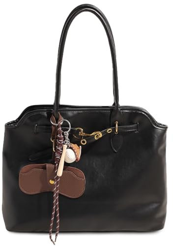 Travistar Handtasche Damen Mittelgroß Tote Bag Elegant Schultertasche Damen Kunstleder Shopper Tasche Damen Tragetasche Retro Henkeltaschen für Arbeit Schule Shopping Weekender