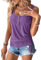 Cuptacc Top Donna Canotta Elegante Donna Henley Scollo V Bottoni Canotta 2025 Estate Senza Maniche Viola L 42-44