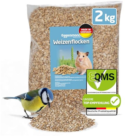 Eggersmann volaris Weizenflocken 2 kg – Nährstoffreiches Vogelfutter für Wildvögel – Natürlicher Weizen ideal als Vogel-, Hühner- & Nagerfutter – Wildvogelfutter ganzjährig & energiereich