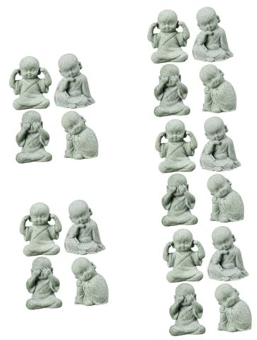 POPETPOP 20pcs Shaolin Monk Statue Small Zen Garden Water Feature Garden Buddha Indoor Decor Monk Sculpture