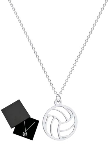 TPZORJX Volleyball Halskette Edelstahl Liebe Basketball Halskette Minimalistischer Sport Schmuck Schlüsselbein Kette Geschenke für Teenager Mädchen Jungen,volleyball geschenke,Mit 1 Geschenkbox