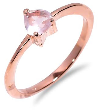Sterling Silber Ring für Frauen Männer, Ring mit Stein Natürlicher Rosenquarz Ring Ehering Verlobungsring Handgefertigter Verlobungsring R-030-24-3½ Roségold