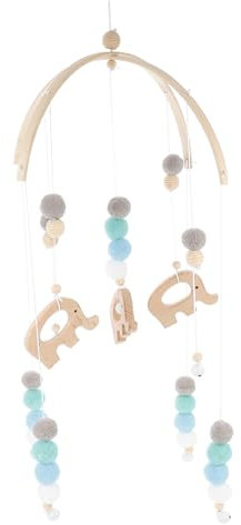 ibasenice Krippenglocke kinderzimmer zubehör babybett Filzkugel Mobile Babybett Fühlball Kinderbett Anhänger Krippe Anhänger Windspiel Filzkugel zum Aufhängen Krippenanhänger Holz