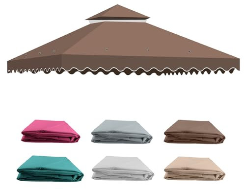 Ersatzdach Pavillon 3x3M Wasserdicht, Stabil Winterfest Doppeldach mit Air Vent, 2-Tier Pavillondach Anti-UV, Abnehmbares Gazebo Ersatz Dach für Garten/Camping/Terrasse