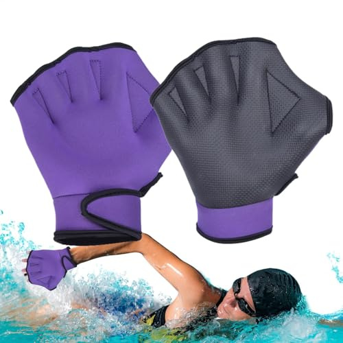 Swimming Gloves Webbed - Water Gloves Aquatic Mittens | Swim Training Water Diving Gear, Rubber Mittens No Fading for Men Women Children