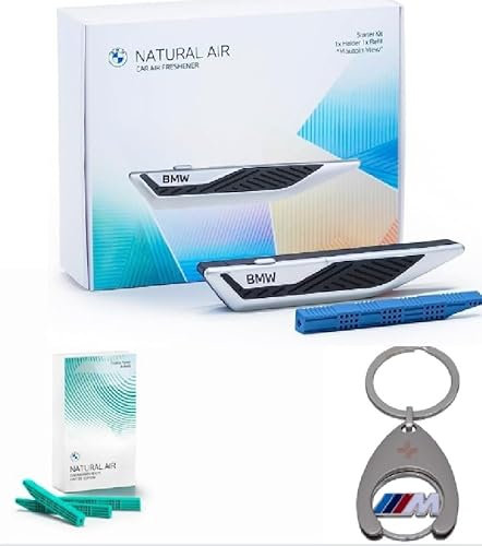 BMW Innenraumduft Set Natural Air Starter + Refill Trobical Forest + Schlüsselanhänger Einkaufschip Geschenkset Fan Geschenkidee