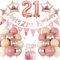 Jobkoo 21st Birthday Decorations for Her, Retro Pink Nude Number 21 Balloon Set Happy 21st Birthday Banner Cake Topper Dusty Pink Beige Rosegold Star Balloons for Women 21 Year Old Bday Party Decor