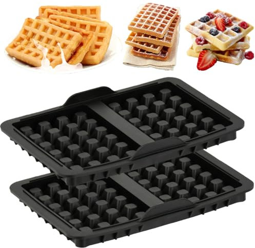 Silicone Waffle Moulds Pan 2PCS Waffle Maker Insert Silicone Muffin Cases Pancake Waffle Muffin Cake Mould Waffle Mold Bakeware, Compatible with Ninja Air Fryer AF300EU AF400EU AF451EU AF500DE SL400EU