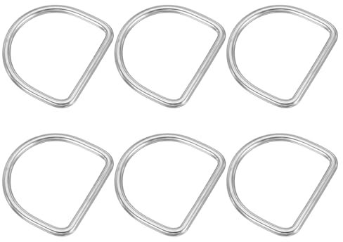 PATIKIL 1.9 Metall D-Ringe, 6 Stück 304 Edelstahl D-Ring Geschweißte Solide Dee Ringe DIY Zubehör für Gürtel Nähen Hundehalsbänder Gurtbänder, 5x50mm