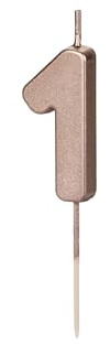 Geburtstagskerze Zahl 1 Zahlenkerze 4,5cm Rosegold - Kuchenkerze Tortenkerze für Geburtstag Jubiläum Jahrestag - Partydeko Kuchendeko Tortendeko