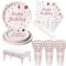 Nkaiso Party Tableware 121Pcs Rose Gold Happy Birthday Theme Kids Birthday Decoration Party Accessories Set Includes Paper Plates Napkins Cups, for Party Supplies-24 Guests