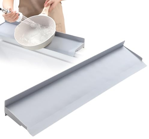 Water Splash Guard, Silicone Shower Blocker, Non Slip Protector, Retaining Board Design, 23.62x5.12x2.76 Inches, Sturdy Water Barrier, for RV, Garage, Counter, Bathroom