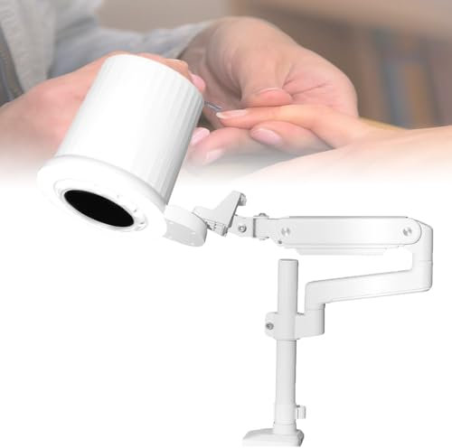 STWBHW Led Lamp Nail Dust Collector,Industrial Nail Dust Collector,Adjustable Suction 360° Flexible Operation Come with Dimmable LED,for Pedicure & Manicure,Universal Table Mount