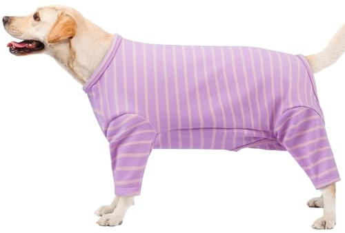 Warmer Fleece-Hundepyjama, Fleece Hundepullover Grosse Hundeschlafanzug Hunde Groß Winter-Hundemantel Ganzkörper-Hunde-Onesie(Lila, 2XL)