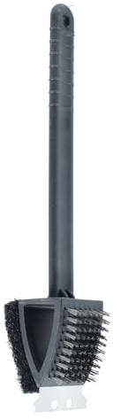 Well Home 3-in-1-Grillbürsten-Set, Schaber und 2 Bürsten aus Edelstahl, Polypropylen, Schwarz