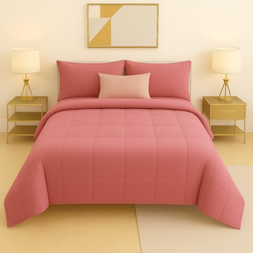 Master House Trapunta Piumone Matrimoniale Singola Piazza 1/2 in Morbido e Caldo Velluto per Camera da Letto Elegante e Confortevole (Rosa antico, Singola 160x260cm)