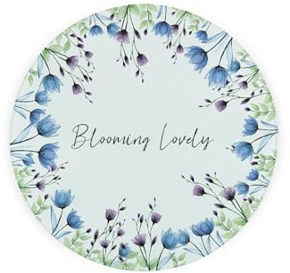 Blooming Lovely Flowers Round Glass Trivet - Blue & Purple Pretty Floral Décor Kitchen Gift Small Textured Chopping Board/Worktop Protector 20cm x 20cm (8 x 8)