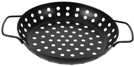 SMASOLO Plancha para Barbacoa Recubrimiento Antiadherente Bandeja para Parrilla con Grandes Orificios Cesta Portátil para Barbacoa al Aire y Cocina Doméstica