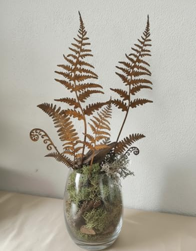 Generisch DEKOBURG Edelrost Farn Set, 10 Stück Rostige Farn Topfstecker, Gartendeko Beetstecker, Vintage Shabby Chic Landhaus Stil