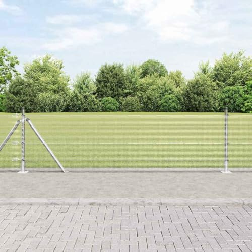 Zaunpfosten Silber 10 x 0,6 m, 12x12 mm Netz Stahlpfosten, pulverbeschichtet, wetterbeständig, für Gartenzaun, Sichtschutz, Outdoor-Bereich