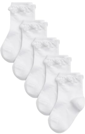 NEXT Mädchen Söckchen mit Rüschen, 5er-Pack Weiß 23-25.5