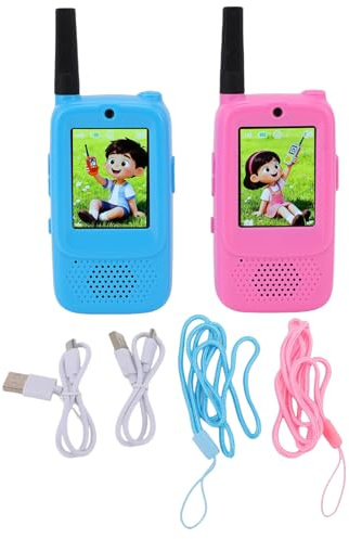Gugxiom Lot de 2 Talkies-Walkies Vidéo pour Enfants, Talkies-Walkies Rechargeables pour Enfants avec Changeur de Voix, Jouets D'interphone Amusants pour Garçons et Filles, Jeux de